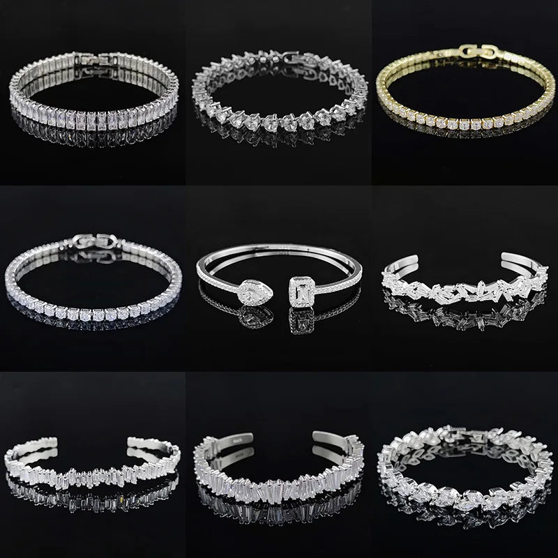 Gold Silver Color Tennis Bracelets Bangle for Women Wedding on Hand 99cents Man Jewelry Wholesale Goth Freeshippings Item S5877b
