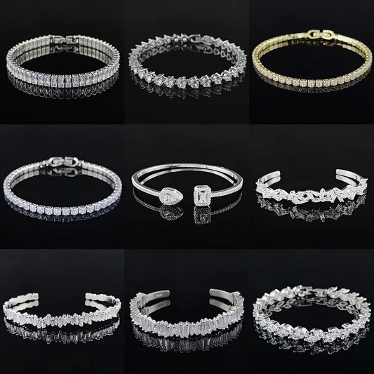 Gold Silver Color Tennis Bracelets Bangle for Women Wedding on Hand 99cents Man Jewelry Wholesale Goth Freeshippings Item S5877b