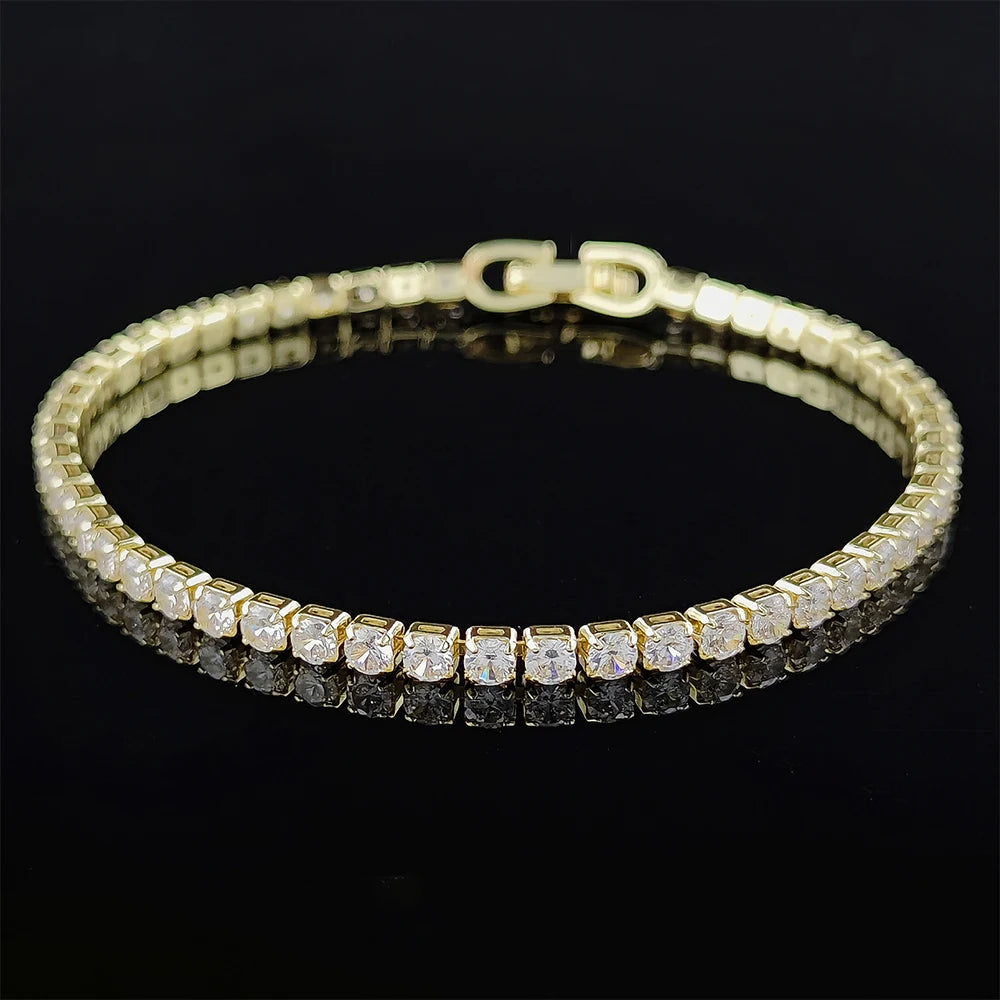 Gold Silver Color Tennis Bracelets Bangle for Women Wedding on Hand 99cents Man Jewelry Wholesale Goth Freeshippings Item S5877b
