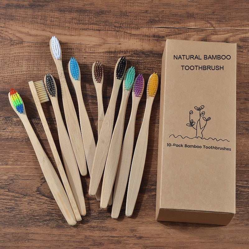 New design mixed color bamboo toothbrush Eco Friendly wooden Tooth Brush Soft bristle Tip Charcoal adults oral care toothbrush - yun-testing-1