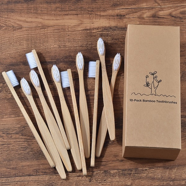 New design mixed color bamboo toothbrush Eco Friendly wooden Tooth Brush Soft bristle Tip Charcoal adults oral care toothbrush - yun-testing-1