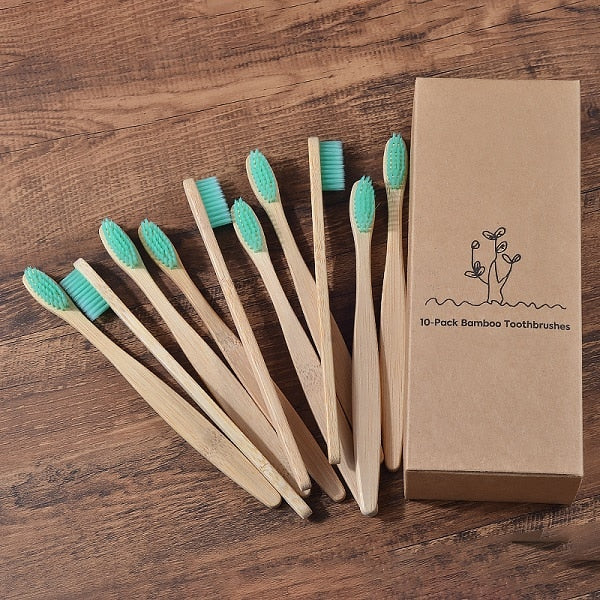 New design mixed color bamboo toothbrush Eco Friendly wooden Tooth Brush Soft bristle Tip Charcoal adults oral care toothbrush - yun-testing-1