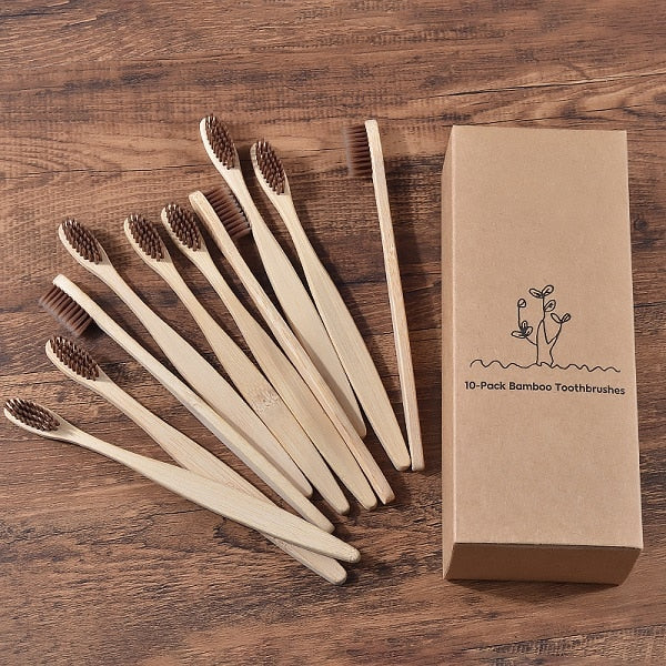 New design mixed color bamboo toothbrush Eco Friendly wooden Tooth Brush Soft bristle Tip Charcoal adults oral care toothbrush - yun-testing-1