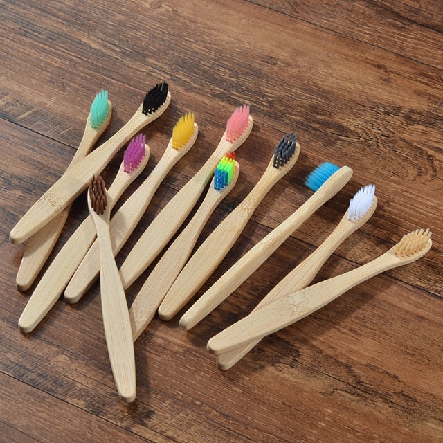 New design mixed color bamboo toothbrush Eco Friendly wooden Tooth Brush Soft bristle Tip Charcoal adults oral care toothbrush - yun-testing-1